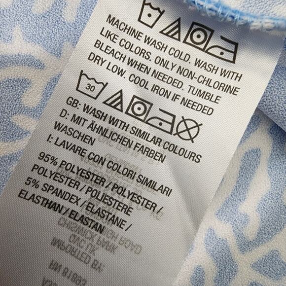 Denim & Co. Womens Printed V-Neck 3/4-Sleeves Tunic Top Chambray Blue Size Large - Picture 8 of 9